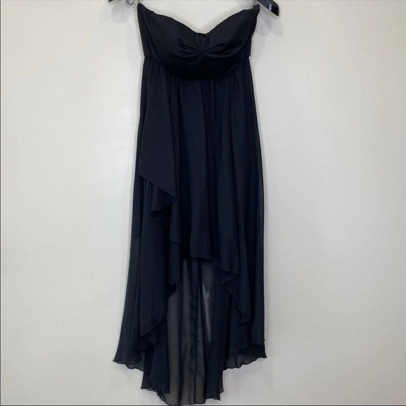 missing brand Dresses & Skirts - Black Strapless Sheer High Low Dress Size Large Black Dress